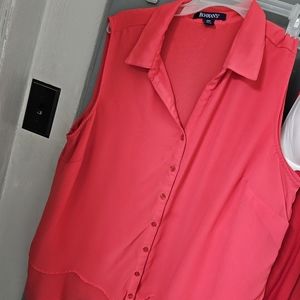 Coral Sleeveless Blouse